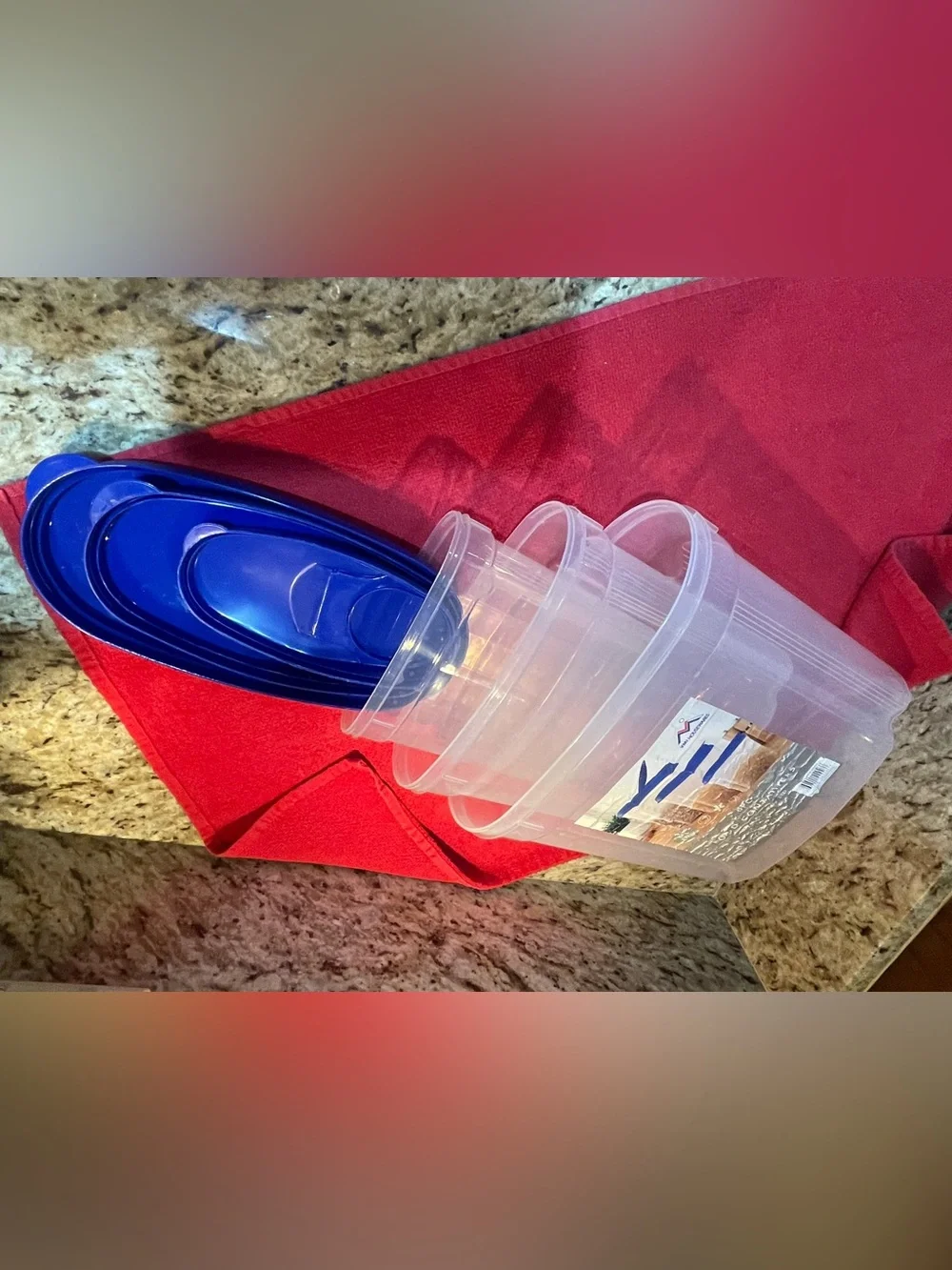Clear Plastic Food Storage Containers /  Blue Lids - Airtight Kitchen Organizer
